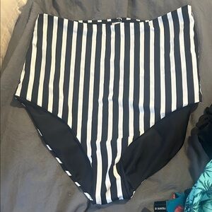 Black and White Striped Women swim bottoms